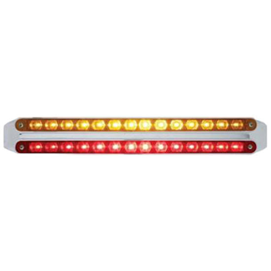 Dual 14 LED 12 Inch Light Bars, Amber & Red LED
