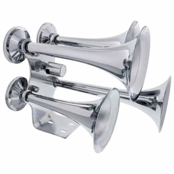 Air Powered 4 Trumpet Train Horn W/ Mounting Pad, Hardware & 155 DB Output