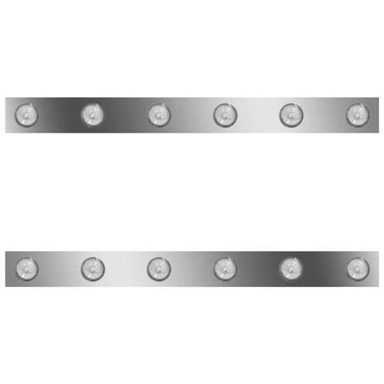 3.5 Inch S.S. Sleeper Panel W/ 12 - 2 Inch Amber/Clear LED Lights For Peterbilt 379 W/ 36 Inch Sleeper W/ Extensions