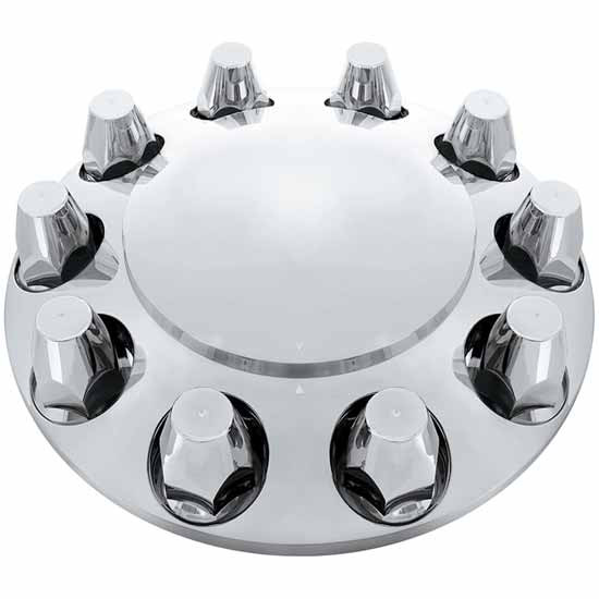 Chrome Plastic Dome Front Axle Cover W/ 33 MM Push On Nut Covers