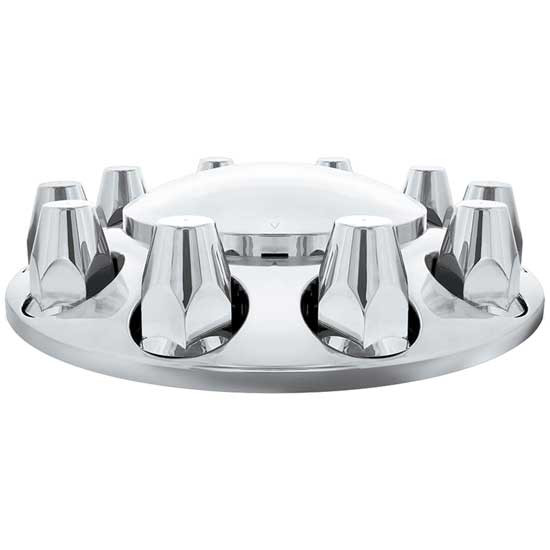Chrome Plastic Dome Front Axle Cover W/ 33 MM Push On Nut Covers