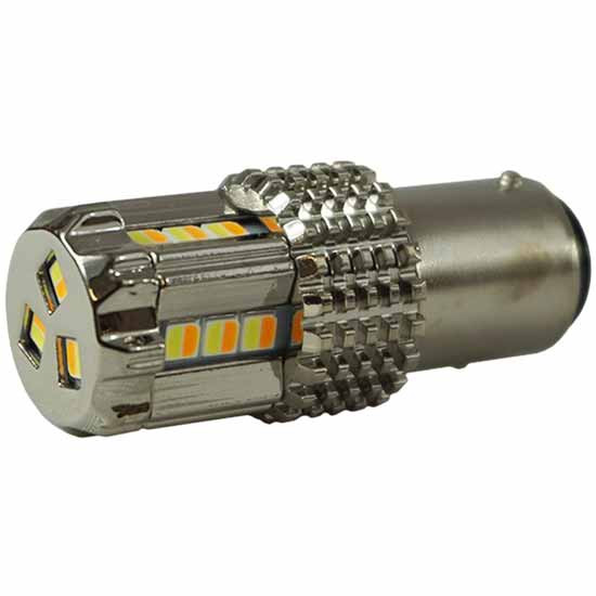 Dual Color 15 LED 1157 Bulb W/ Chrome Aluminum Housing For Watermelon Glass Lens