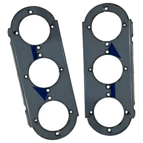 15 Inch SS Front Air Cleaner Light Brackets W/ Radius Ends, 6 Watermelon Light Holes For Peterbilt 359, 379, 386, 388, 389, 579