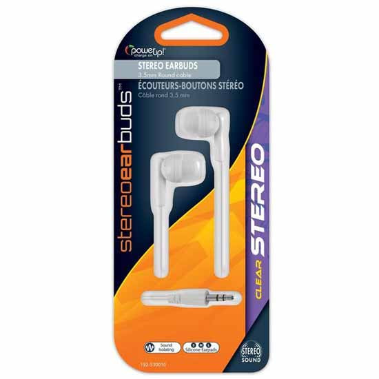 White Stereo Vinyl Ear Buds - 4 Foot