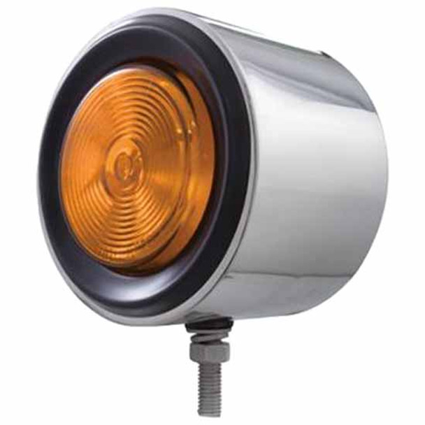 Stainless Steel Incandescent 4 Inch Double Face Light W/ Grommets - Amber & Red Lens