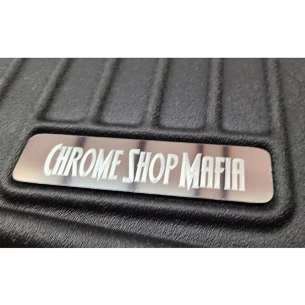 Black Truck Floor Liner Set W/ SS Chrome Shop Mafia Logo For Kenworth T680, T880, W900S, Peterbilt 567, 579 W/ Automatic Transmission