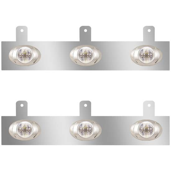 Exhaust Filler Panels W/ 6 P3 Amber/Clear LEDs For Peterbilt 386 W/ Rear-Mount Exhaust