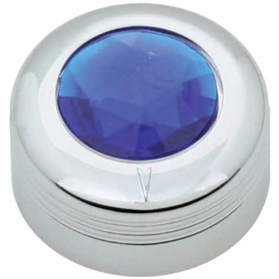 Chrome Plastic AC Knob W/ Blue Jewel For Peterbilt