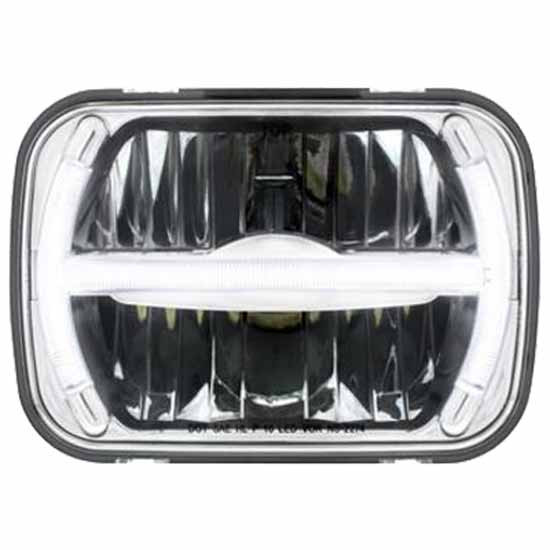 5 x 7 Inch Ultralit 7 LED Rectangular Headlight W/ 3 LED Position Light Bar