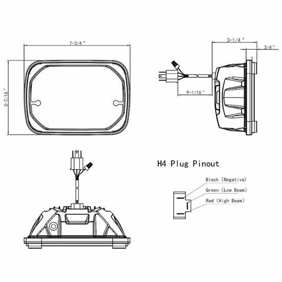 5 Inch Ultralit Heated LED Rectangular Headlight W/ White Position Light