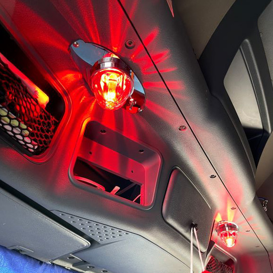 SS Dome Light Bracket W/ 1 Watermelon Light & Toggle Switch Hole For Freightliner Cascadia