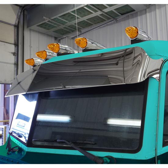 Stainless Steel Elite Flat Straight Drop Visor W/ Fasteners For Peterbilt By 12 Gauge Customs