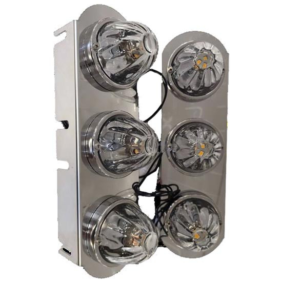 304 SS Air Cleaner Light Brackets W/ 3 Watermelon Light Holes - Pair For Kenworth W900L W/ 15 Inch Breathers
