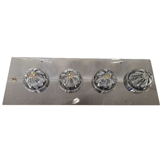 SS Interior Sleeper Light Bracket W/ 4 Watermelon Light Holes & Toggle Switch Cutout For Kenworth