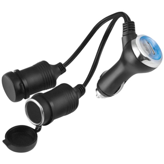 12V Extension Outlet, 6 Inch W/ 2 Ports & 2.1A USB