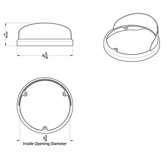 Chrome Light Bezel W/ Upside Down Visor For 3 3/4 Inch Double Face LED
