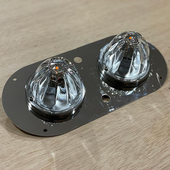 Turnpike Truck Trim 304 SS Interior Light Bracket W/ 2 Watermelon Light Holes & 2 Switch Cutouts For Kenworth & Peterbilt