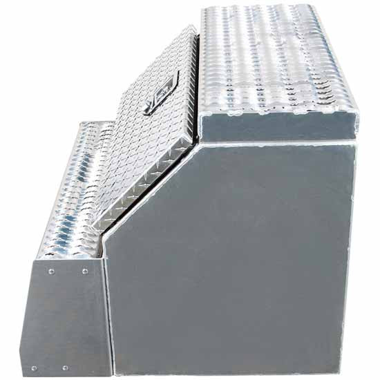 Diamond Plate Aluminum Step Saddle Box W/ Polished Side/Back Panels- 30 x 25 x 28 Inch