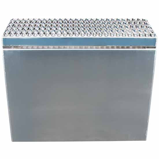 Diamond Plate Aluminum Step Saddle Box W/ Polished Side/Back Panels- 30 x 25 x 28 Inch