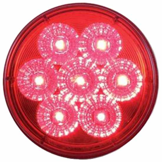 4 Inch Round 7 LED S/T/T Reflector Light - Red LED/ Red Lens