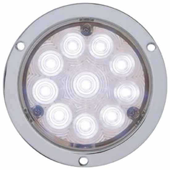 4 Inch 10 LED Back Up Light W/ Flange Mount - White LED/ Clear Lens