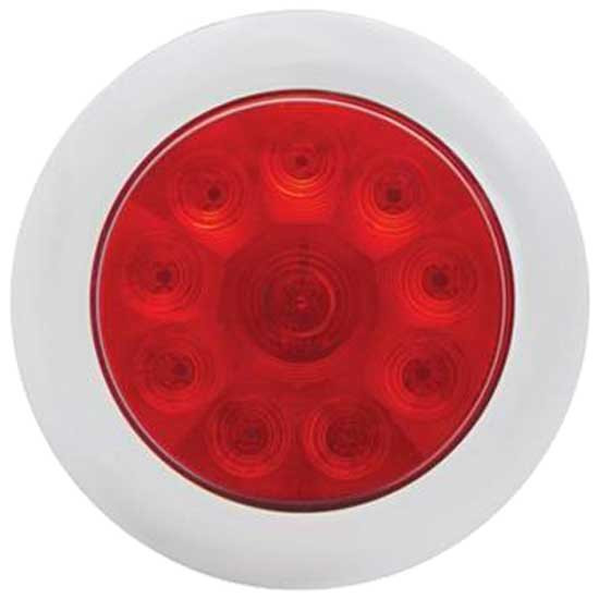 4 Inch Round 10 LED S/T/T Light W/ Bezel - Red LED/ Red Lens