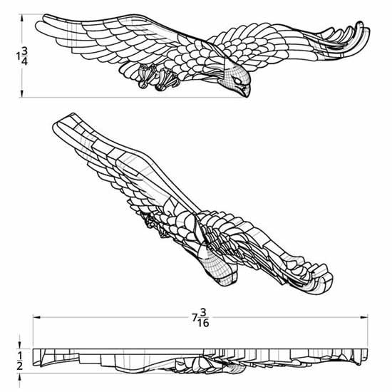 Chrome Plastic 3D Eagle In Flight Adhesive Truck Accent, 7 3/16 x 1 3/4 Inch