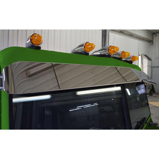 9 1/2 Inch 304 SS Bowtie Style Visor For Peterbilt 300 Series Flat Top