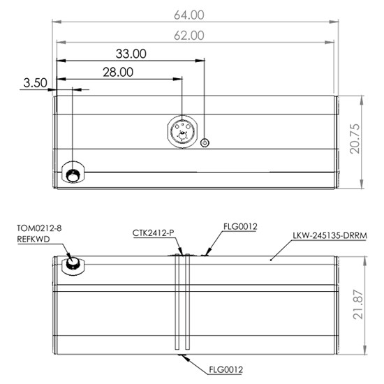 BESTfit Aluminum Fuel Tank 100 Gallon- 62 Inch- Front Fill- Driver Side  For Kenworth T380