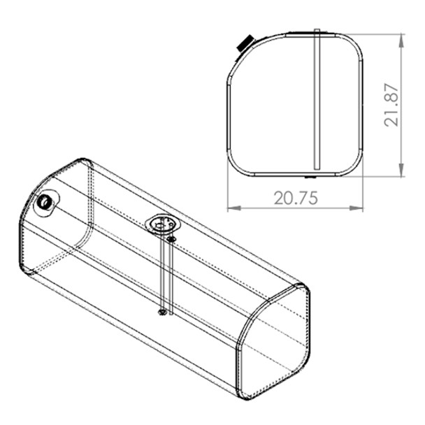 BESTfit 100 Gallon Front Fill Square Fuel Tank, Driver Side For Kenworth T380