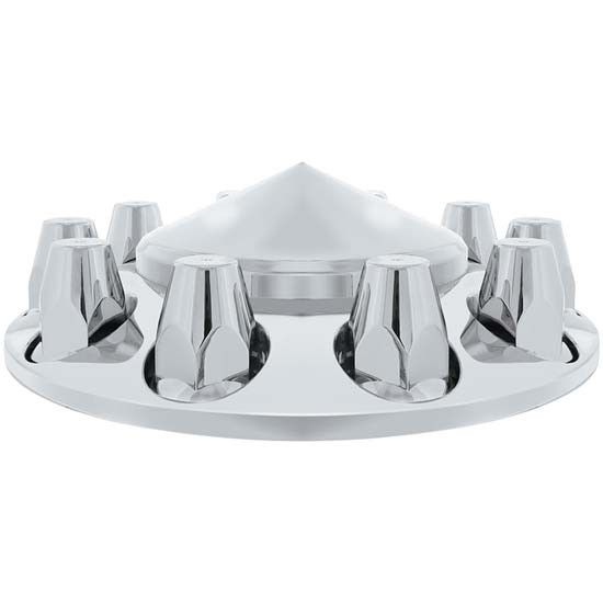 Chrome Plastic Pointed Axle Cover W/ 33 MM Push On Nut Covers For 20, 22 1/2 & 24 1/2 Inch Wheels