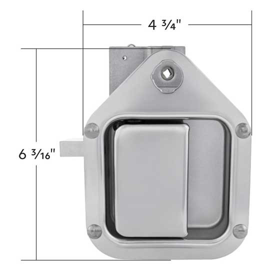 Chrome Steel Exterior Sleeper Storage Door Handle W/ Carriage Bolts - Passenger Side For Kenworth W900, T800