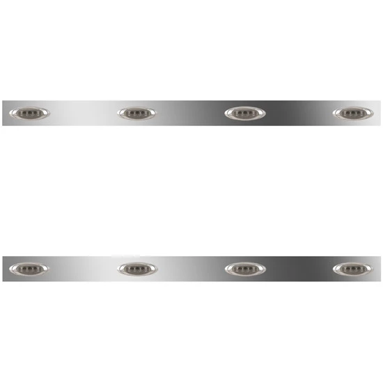 63/72 Inch Stainless Steel Sleeper Panels W/ 8 P1 Amber/Smoked LEDs For Peterbilt