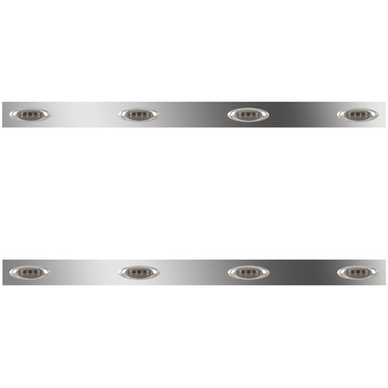 70/78 Inch Stainless Steel Sleeper Panels W/ 8 P1 Amber/Smoked LEDs For Peterbilt