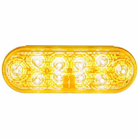 6 Inch Oval 10 LED Turn Signal Light W/ Heated Lens - Amber LED/ Amber Lens