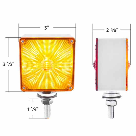 3 Inch 48 LED Square Double Face Light W/ Stud Mount
