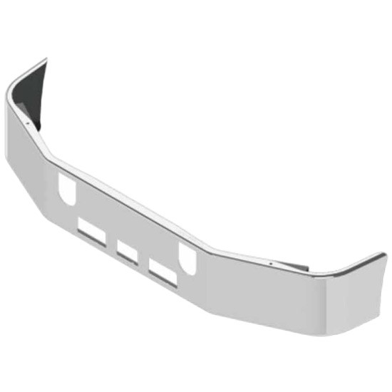 Mack CH SBA Bumper 1994-2004 Chrome 14 Inch W/ 2 Fog Light, 2 Center Step & 1 Tow/Hitch Holes