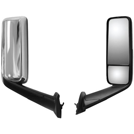 Chrome Mirror Assembly, Electric, Dual Vision Mirrors, Door Mount For Freightliner- Passenger Side
