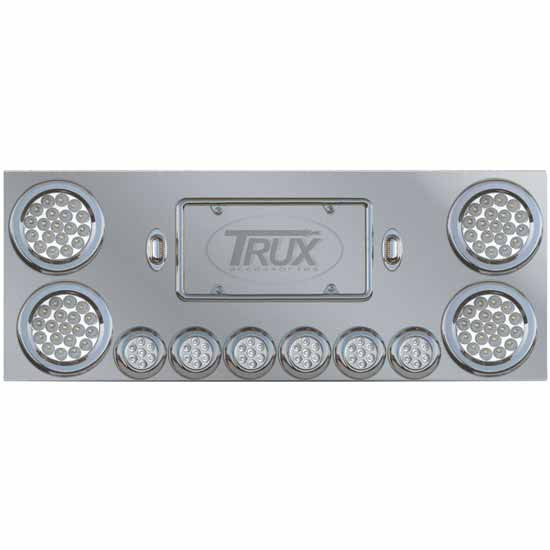 SS Rear Center Panel W/ 4 Round 4 Inch & 6 Round 2 inch Dual Revolution Lights - Red/Purple LED / Clear Lens