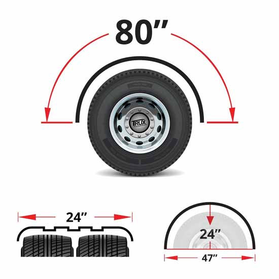 80 Inch 16 Gauge Stainless Steel Single Axle Fender W/ 3 Rib Style And Rolled Edge For 43.5 Inch Tires