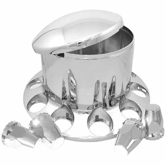 Chrome Plastic Rear Hub Cover W/ Hubcap And 33MM Push On Nut Covers
