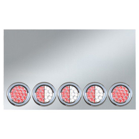 20 Inch Drop Stainless Steel Center Panel With Five 4 Inch LEDs & 5 Bezels