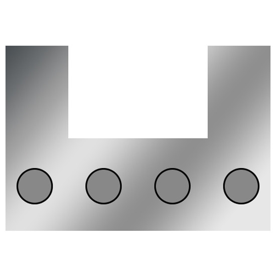 33 X 16 Inch SS Front Drive Axle Filler Panel W/ 8 Rnd 4 Inch & 11  Rnd 3/4  Inch Light Holes