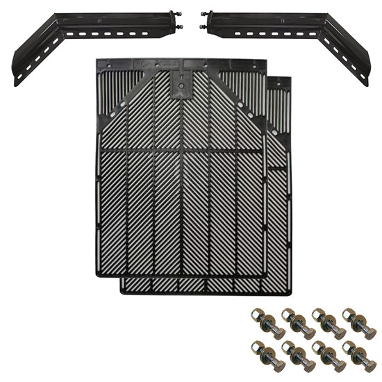 TPHD Black Steel Angled Hangers W/ 24 x 30 Inch Aerodynamic Mud Flaps & Bolt Kit