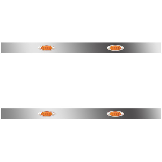 36/44 Inch Stainless Steel Sleeper Panels W/ 4 P1 Amber/Amber LEDs For Peterbilt