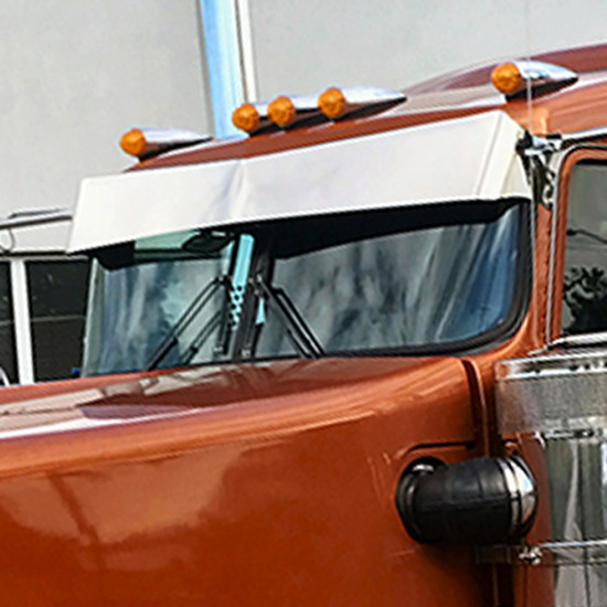 9 To 7 Inch Stainless Steel Forward Bowtie Visor For Kenworth T600 Aero, T660, T800, W900B Aero, W900L Aero