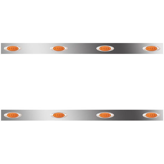 63/72 Inch Stainless Steel Sleeper Panels W/ 8 P1 Amber/Amber LEDs For Peterbilt