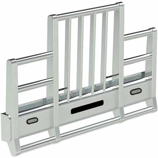 Herd Defender 4 Post Grille Guard W/ Vertical Bars, Lower Rake, Slam Latch, Lift Assist & Oval Turn Lights For Kenworth W900L