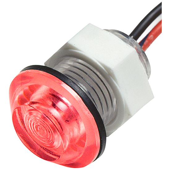 LED Bulkhead Light, Red LED / Clear Lens For 11/16 Inch Mounting Hole