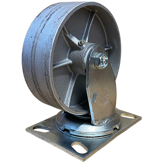 Steel Caster Assembly W/ 6 Inch Wheel Swivel For Premier Trailer Jack 600, 700 Series